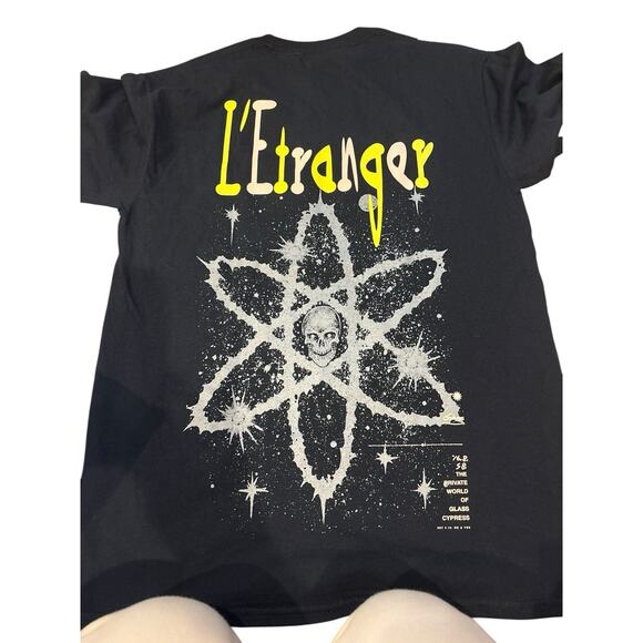 Glass Cypress Black Tee L'Entranger Skull Back Graphic Beads Small NWOT - Picture 9 of 13